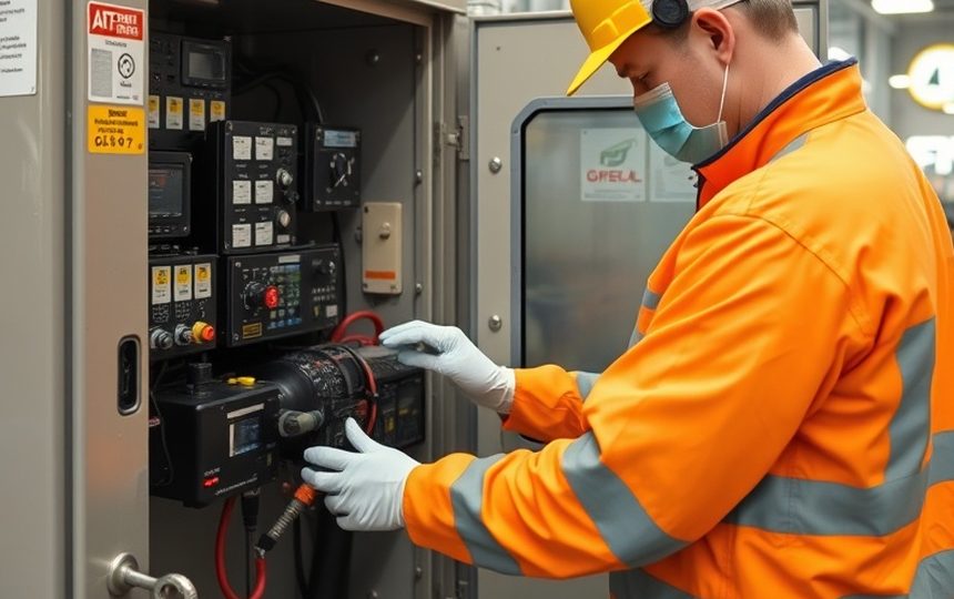 Equipo técnico trabajando sobre un terminal de autoservicio